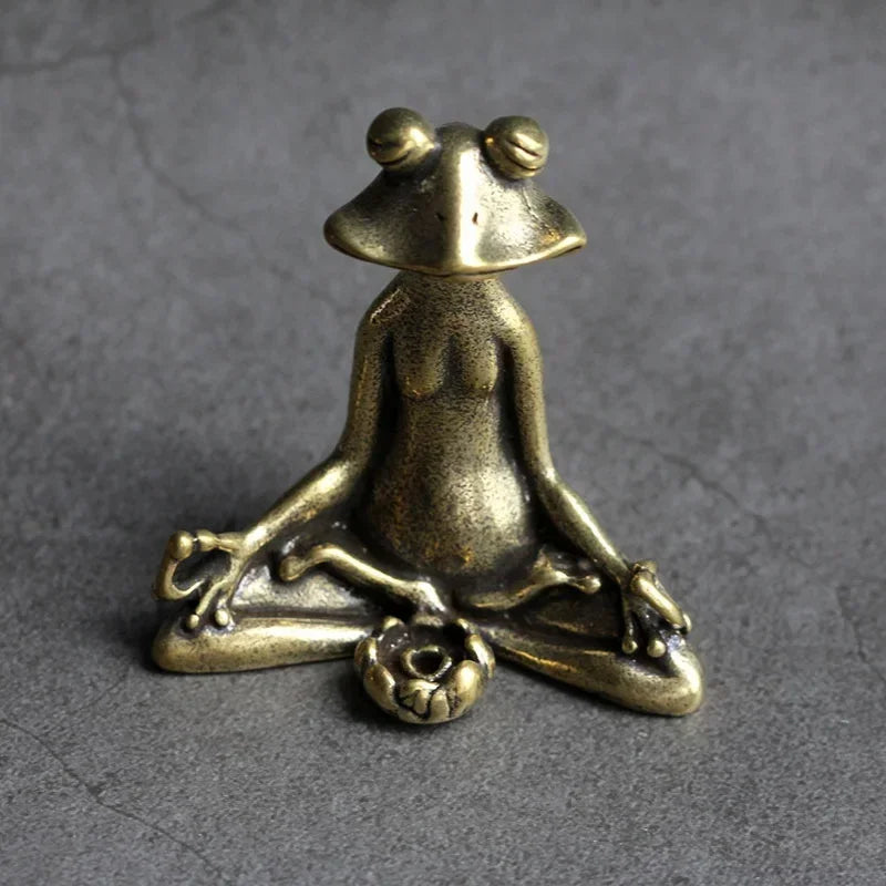 Retro Copperware Incense Socket Zen Frog Ornaments Solid Pure Copper Frog Tea Pet Incense Holder Ornaments Qme