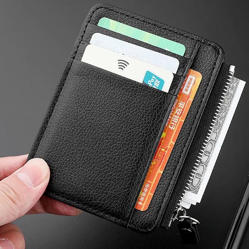 Hot-selling Lychee Pattern Zipper Card Bag Multifunctional Thin Small Qme
