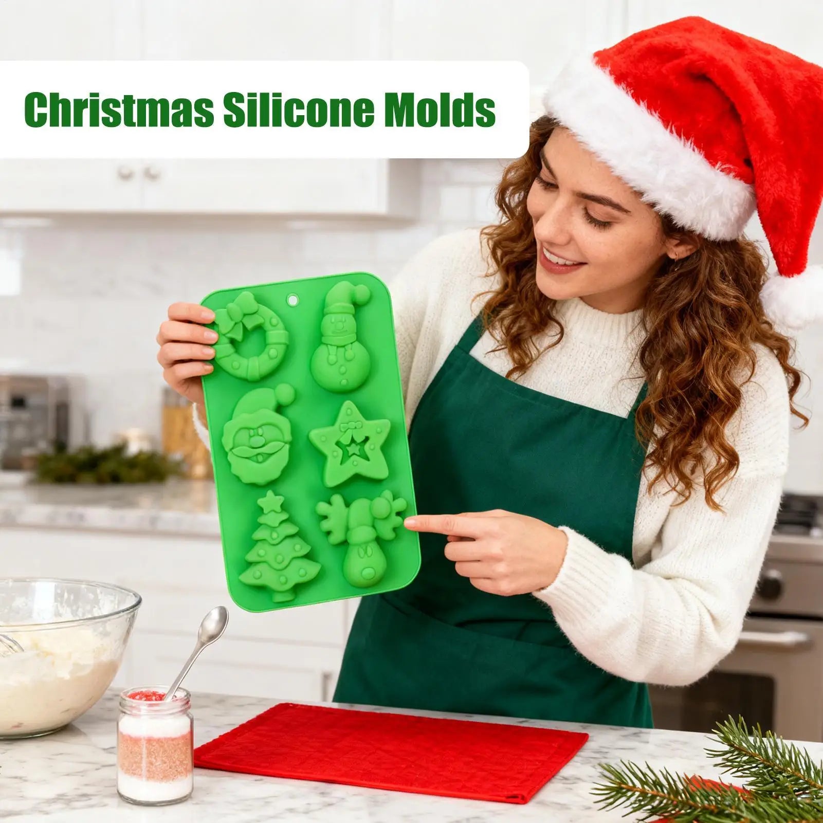 Christmas Silicone Molds Reusable Easy Release Non-stick Tray Candy Qme