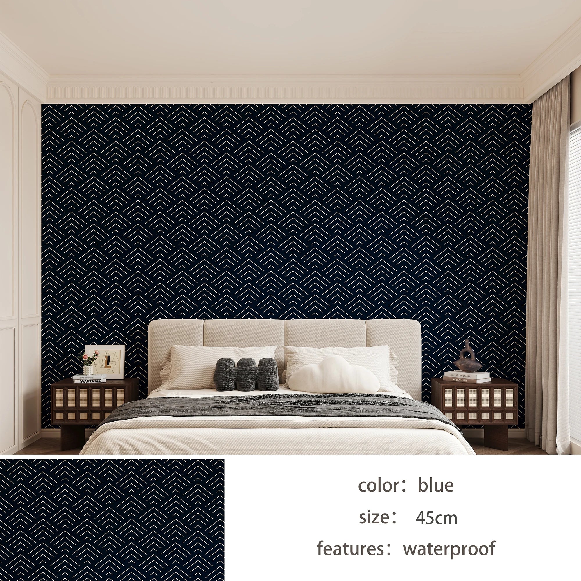 Waterproof Moisture-proof Thickened European Modern Wall Sticker Qme blue 45cmX1m