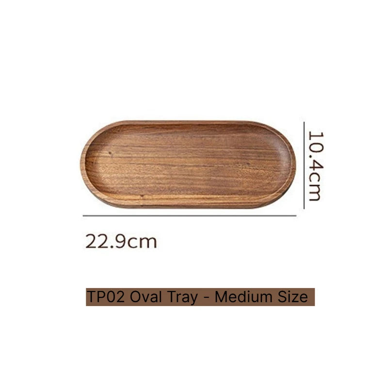  A Tableware Solid Wood Food Tray Round Rectangle Dessert Plate Japanese-style Wooden Snack Fruit Tea Saucer Pallet Bread Board Qme 02Oval Tray Medium 10.3 inches