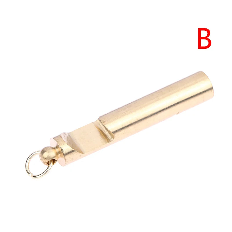 Brass Whistle Keychain Pendant Outdoor Survival Portable Single Tube Qme B