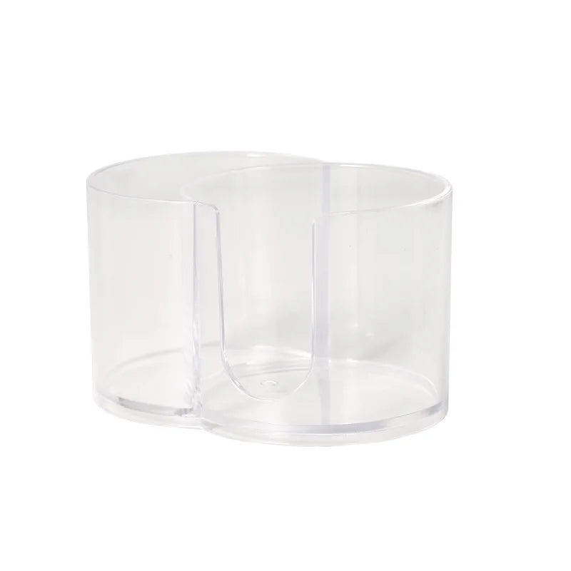 2-in-1 Cotton Swab Makeup Remover Cotton Integrated Storage Box Desktop Makeup Cotton Double Hole Storage Box Covered StorageBox Qme Transparent A