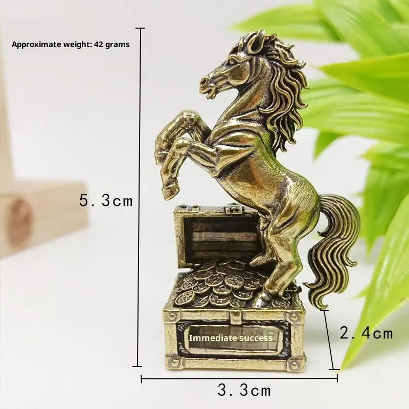 Zodiac Horse Statue Ornament Gifts Brass Horse Feng Shui Horse Figurine Miniatures Crafts Office Home Decor Accessory Qme 1pcs