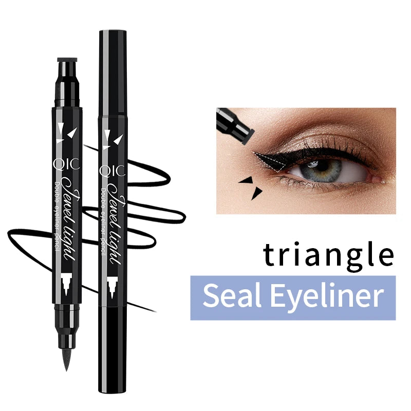 1pcs Liquid Eyeliner Pen Set Dual-Tip Stamps with Black Ink - Includes Heart, Moon, Star Shapes for Eye Makeup, Eyeliner Stamp Qme Q623-6