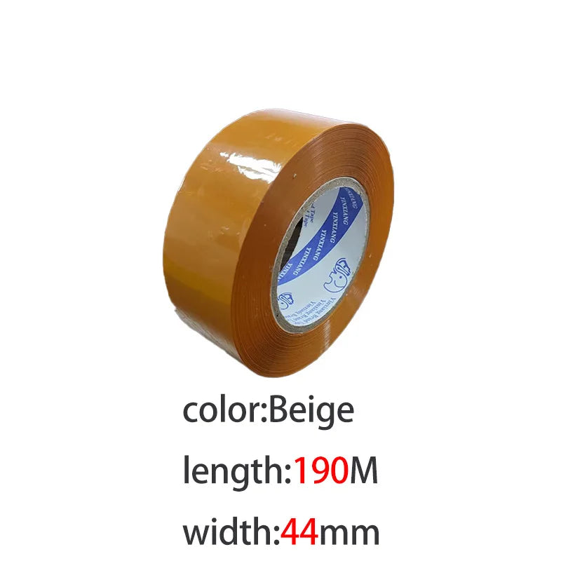 Oversized Roll Sealing Box Tape High Viscosity Toughness Special Household Packaging Tape for Strong Adhesion And Protection Qme 190mX44mm-beige