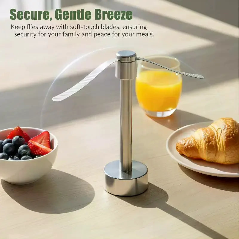 Portable Stainless Steel Fly Repellent Fan Silent Battery Power Qme