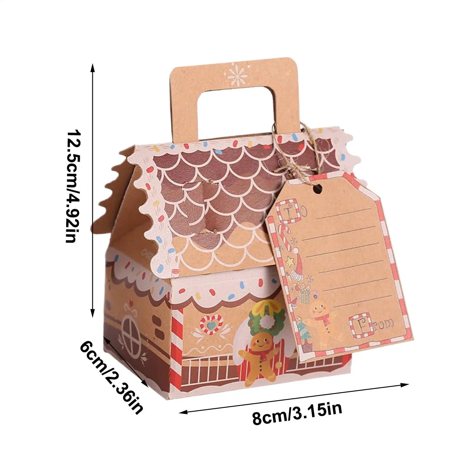 Christmas Candy Boxes 50 Pieces House Shape Dessert Container Holiday Bakery Box For Candy Chocolate Party Supplies Holiday Qme
