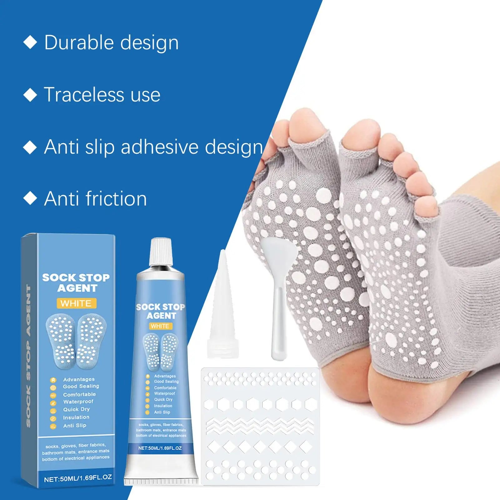 Sock Non-slip Adhesive Sock Stop Non Slip 3D Fabric Textile Liquid Paint 50ml Anti Slip Sock Stopper for Wool Socks Qme