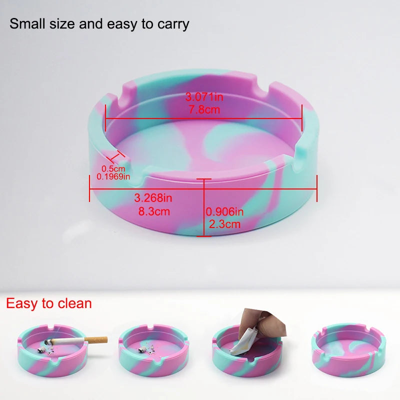 Round Silicone Ashtray Holder Portable Camouflage Anti-scalding Qme