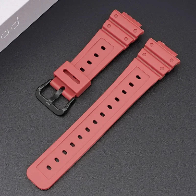 TPU Sport Bracelet For Casioak DW-5600 DW5000 GA2100 Watch Band Stainless Steel Buckle Siliconer Strap16mm Replacement Wristba Qme Red Black