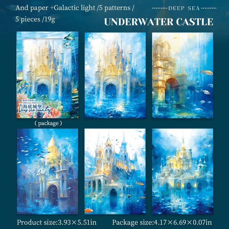5pcs/pack PET Blue Ocean landscape Stickers Aesthetics Stationery DIY Scrapbooking Materials Collage Junk Journal Decor Stickers Qme 2