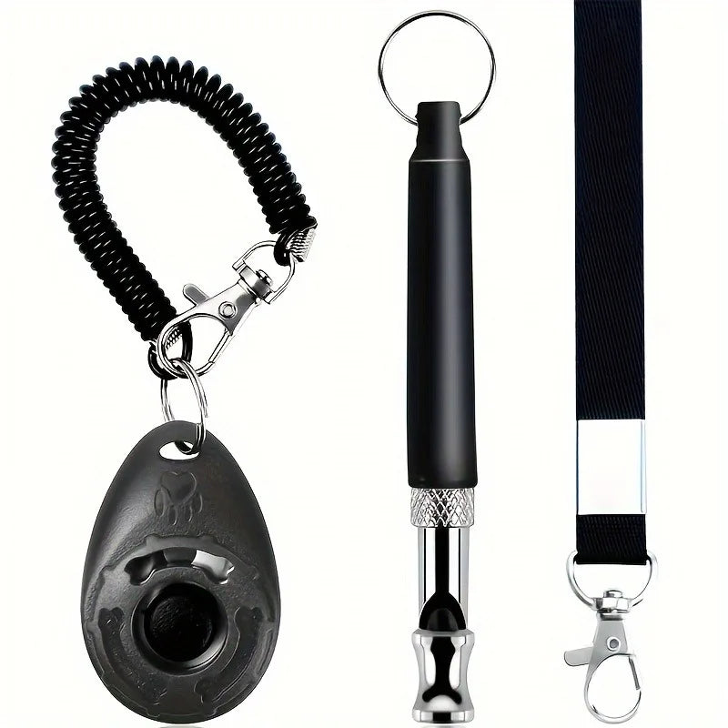 2pc pet exercise clicker, ultrasonic dog whistle (with 1 hanging rope), pet behavior training correction instruction beeper Qme