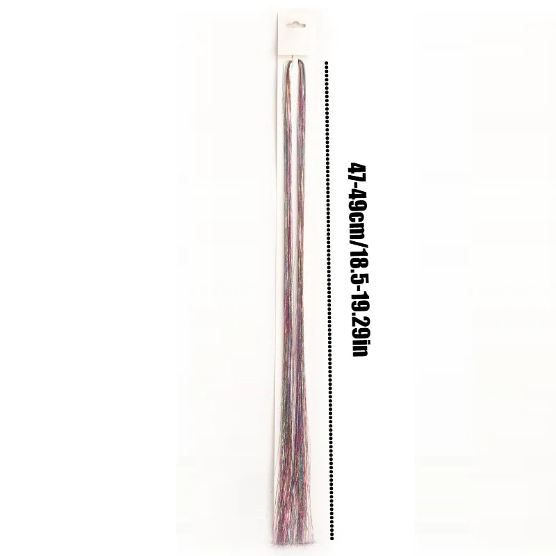 Fairy Hair Tinsel Strands Glitter Sparkle Hair Streaks Shiny Synthetic Hair Extensions For Party Cosplay Daily Hair Decor Qme