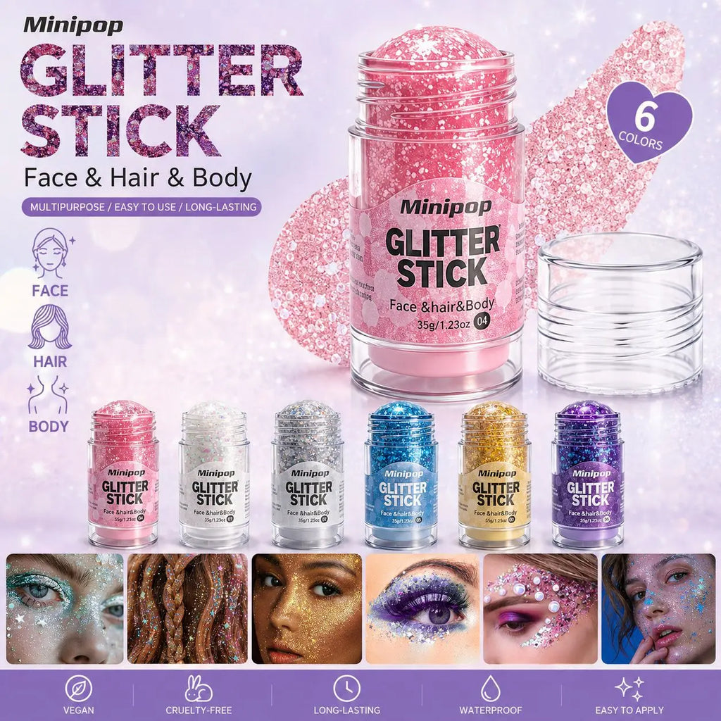 Aurora White Glitter Sequins Stick Face Hair Body Glitter Gel Waterproof Long Lasting Green Purple Shimmer Makeup Party Cosmetic Qme