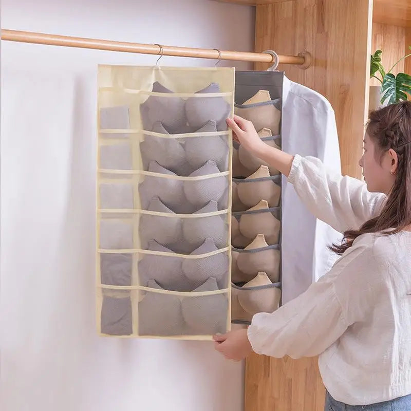 Double Sides Underwear Storage Hanging Bag Dormitory Home Wardrobe Qme