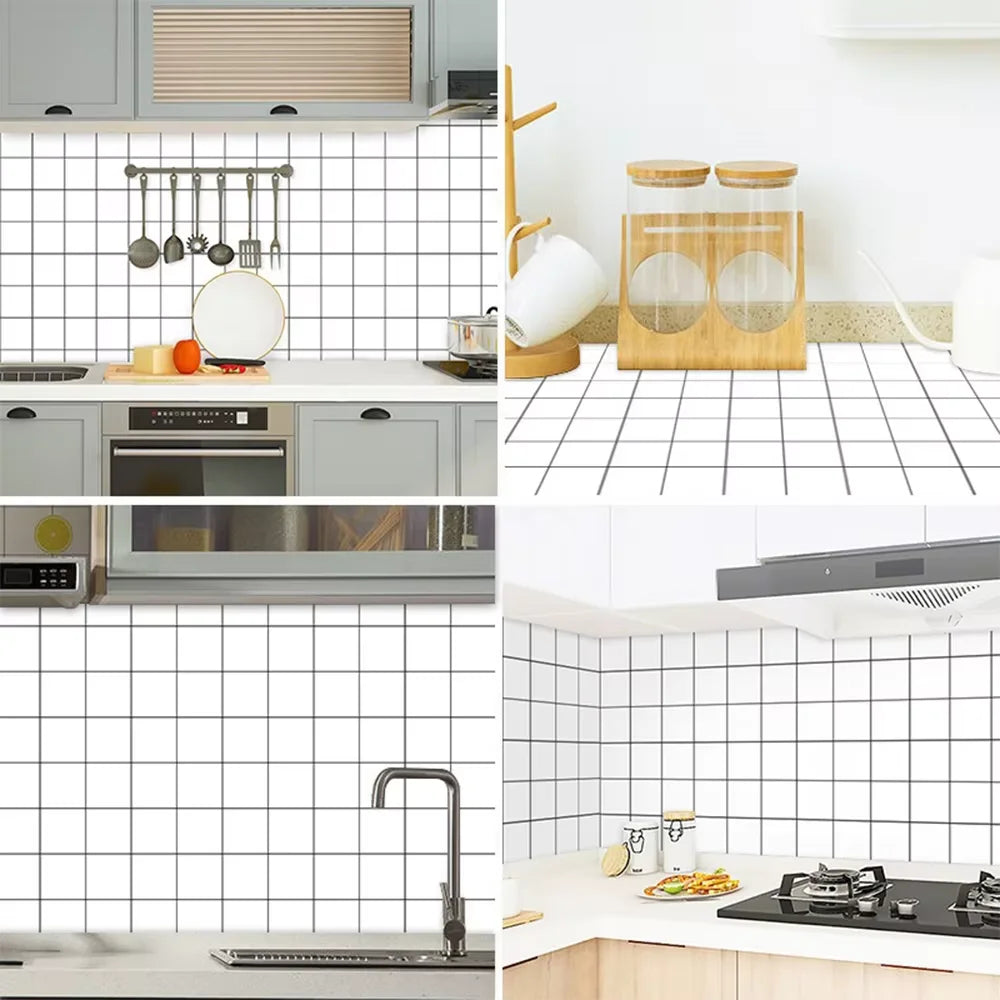 40cm Waterproof Moisture Proof Mildew Proof Wallpaper Self Adhesive Kitchen Sticker for Bedroom Kitchen Cabinet Background Wall Qme