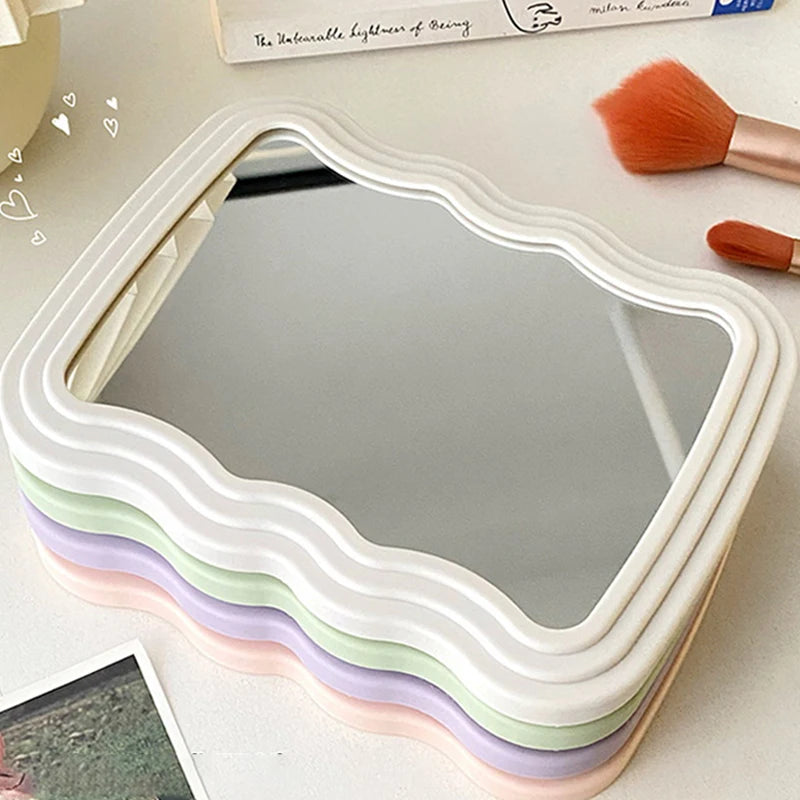 Corrugated Desktop Makeup Mirror Solid Foldable Portable Handheld Qme
