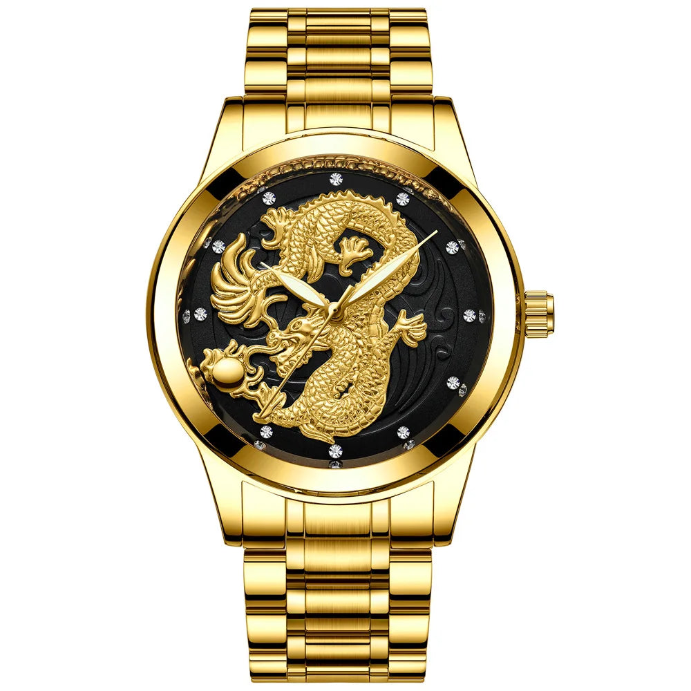 Men's Steel Strap Large Dial Quartz Watch Qme Black
