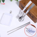 Portable Outdoor Cutleries Stainless Steel Spoon Fork Chopstick Qme 1 Set