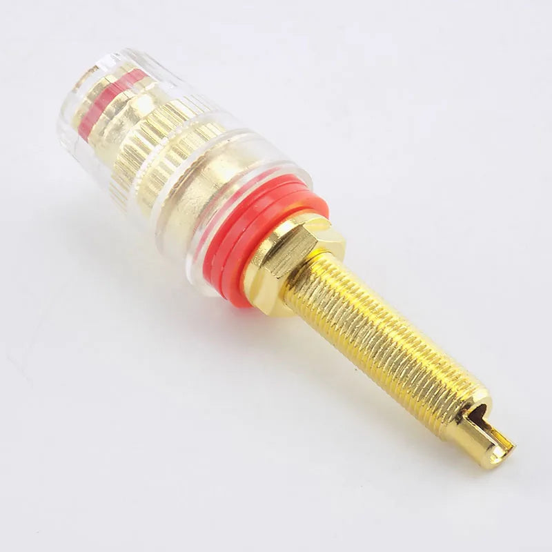 5pcs Brass Long Binding Post Connector Audio Speaker Amplifier Audio Adapter for 4mm Banana Plug Terminal Connectors C4 Qme Red