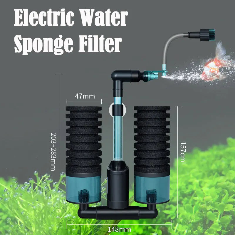 Biochemical Sponge Filter Electric Water Filtro Oxygenation Bacteria Aquarium Fish Tank Foam Fishing Carbon Koi Aquascaping Qme