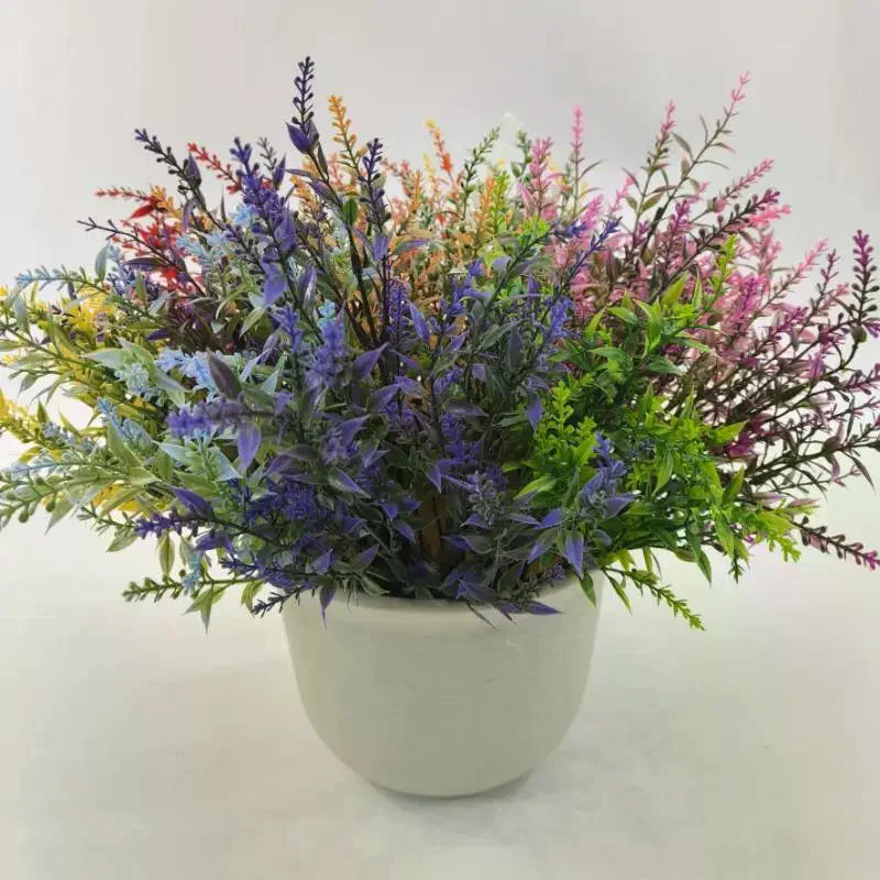 1Pcs Bridal Bouquet Household Products 34cm Artificial Flower Plastic Lavender Fake Plant Wedding Home Garden Decoration Qme