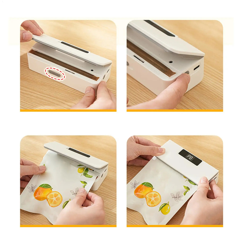 Vacuum Sealer Machine Magnetic Sealing Tool 2 In 1 Heat Sealer With Cutter For Home Dormitory Apartment Restaurant Snacks Qme