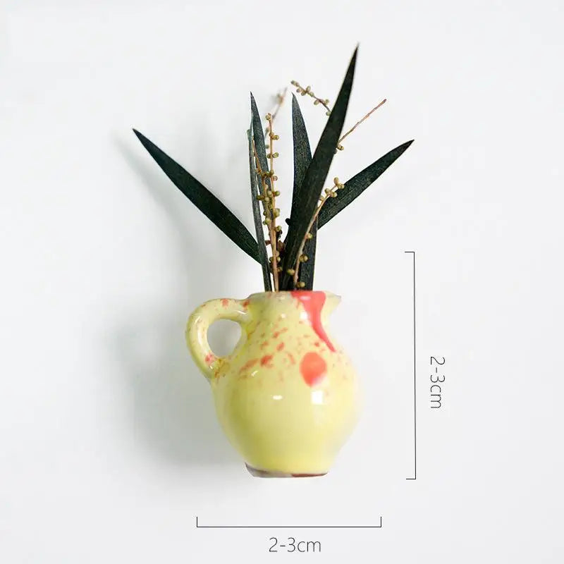 Mini Ceramic Vase Fridge Magnet 3D Micro Landscape Decorative Plant Qme 05