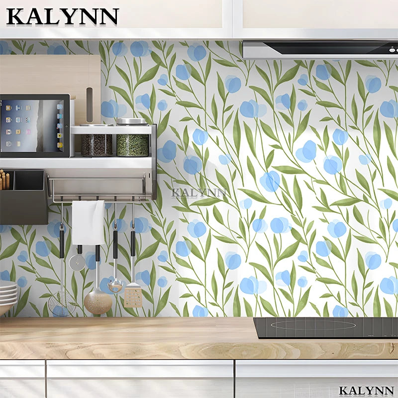 Floral Peel Stick Wallpaper Boho Bathroom White Blue Green Bedroom Qme