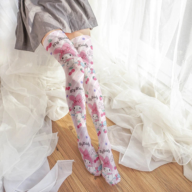 Cute Sweet Loli Stockings Fashion 3d Printing Striped Love Kawaii Qme