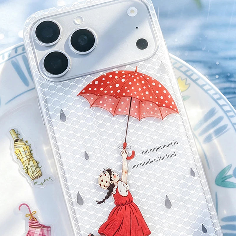 Spring Floral Umbrella Die-cut Stickers, Rainy Themed Journal Collage Supplies, Decorative Stickers for Cups, Greeting Cards Qme