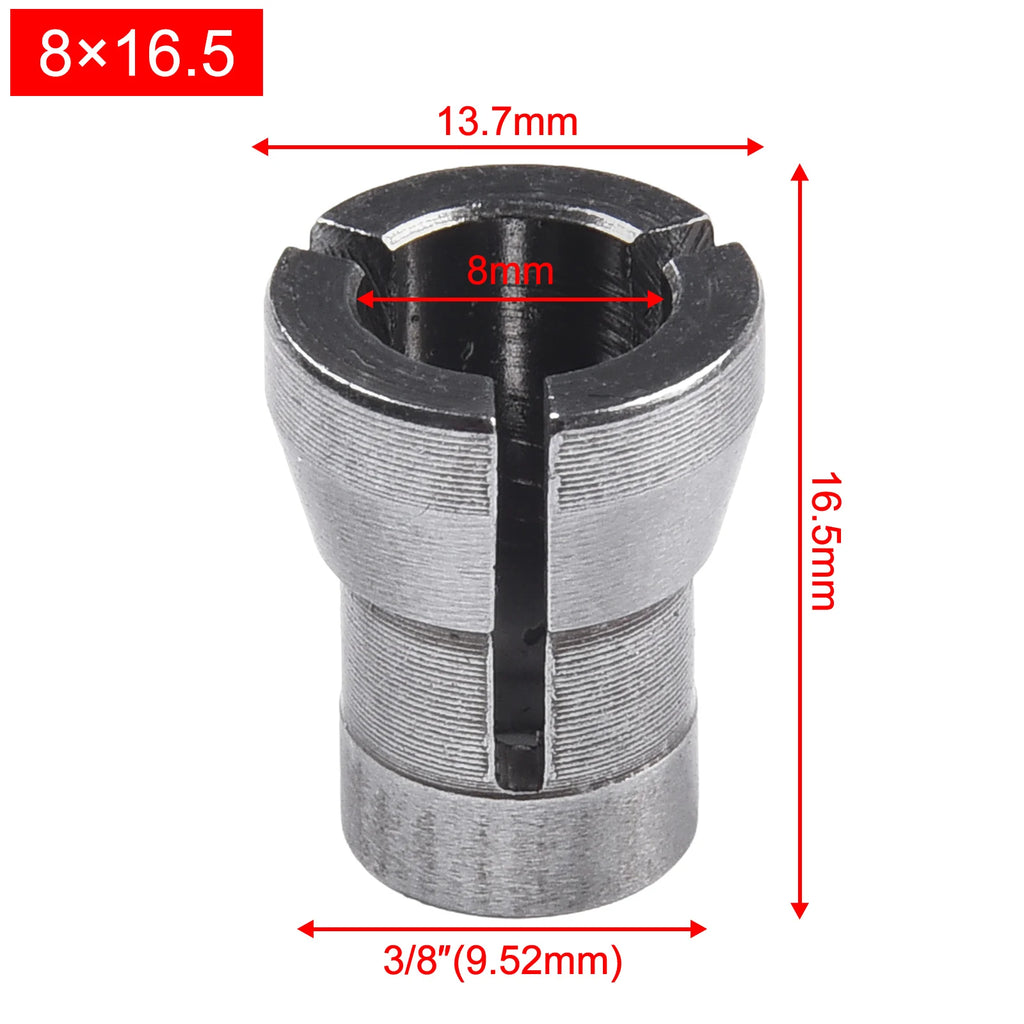 1 Pc Collet Chuck Adapter For Engraving Trimming Machine Router Carpentry 8x16.5mm Collet Chuck Adapter Qme Default Title