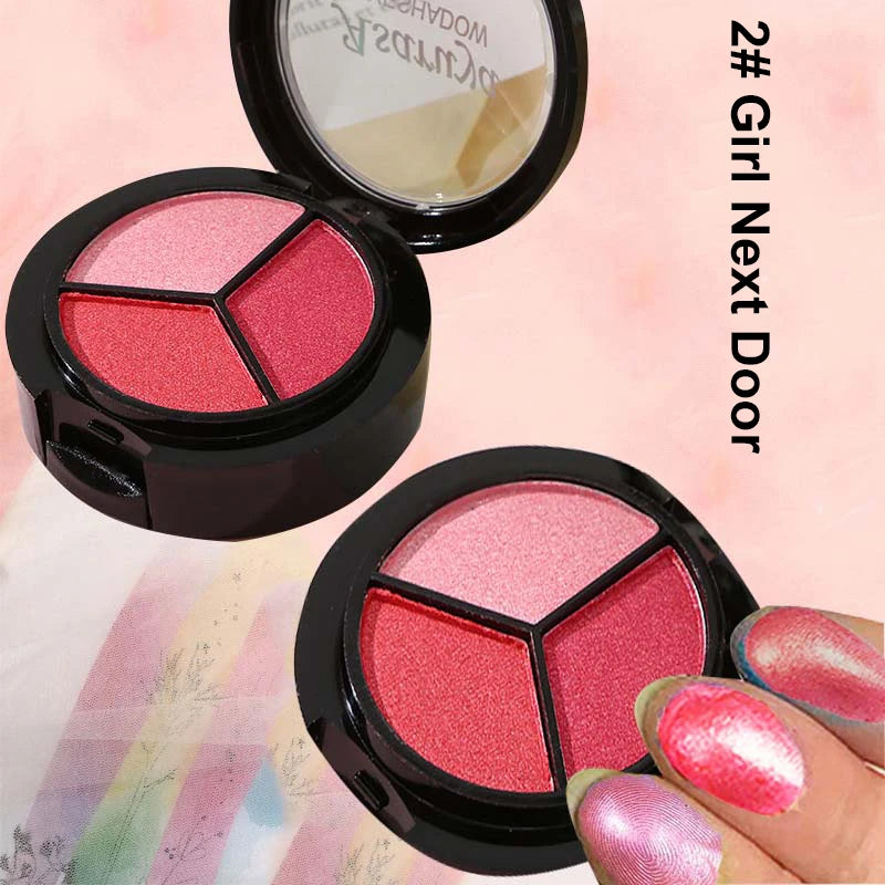 3 Colors Pearlescent Eyeshadow Palette Creamy Mousse Texture Earth Qme 02