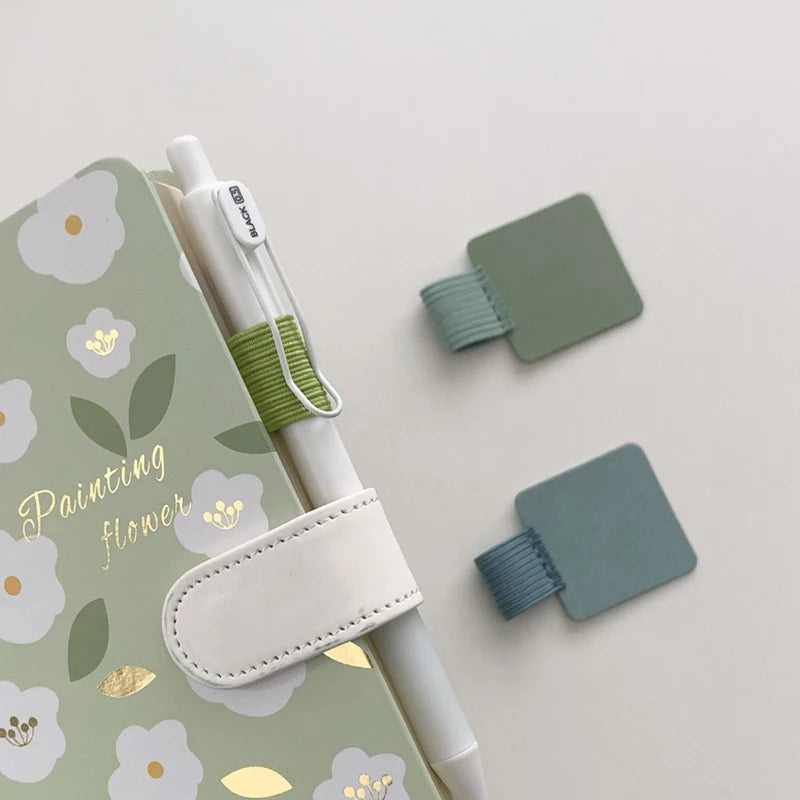 Pen Loops Pencil Holders Self-adhesive PU Leather Pad Stylus Books Qme