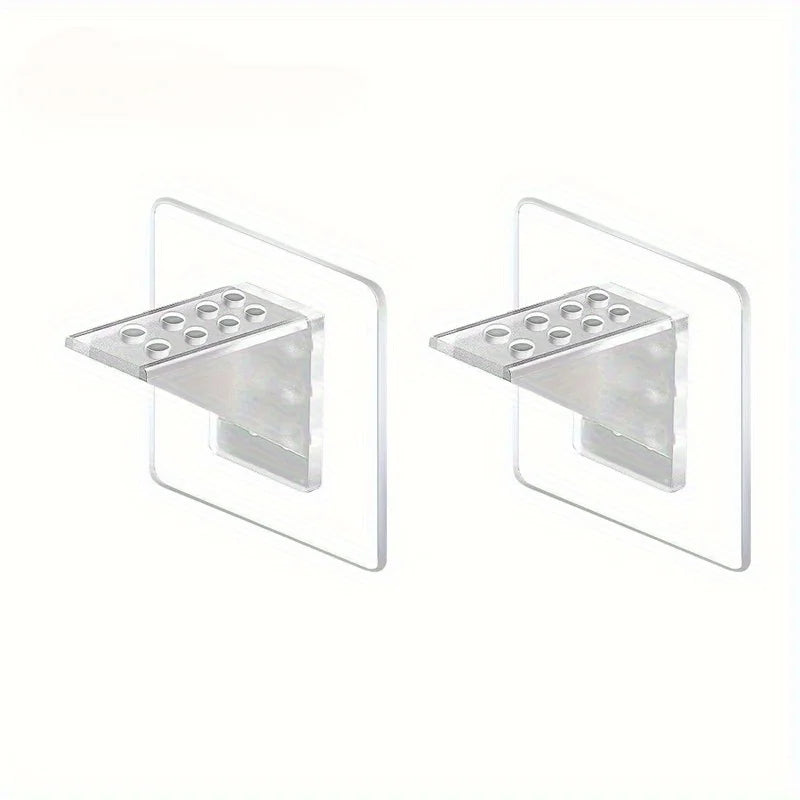 Punch Free Clear Acrylic Shelf Support Brackets, Adhesive Layer Board Holders for Wardrobe Cabinet Qme