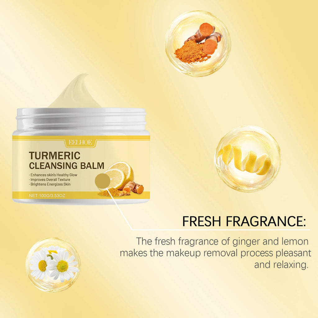 Ginger Lemon Makeup Remover Cleansing Facial Non-Tightening Gentle Makeup Face Eye Lip Makeup Remover Turmeric Cleansing Balm Qme