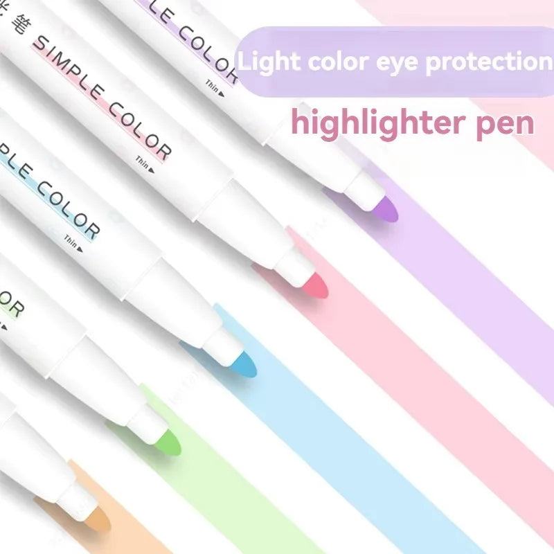 Aesthetic Cute Pastel Double Tips Highlighters Set, 8 pcs, Quick Dry, No Bleed Bible for Bible Study Notes School Office Qme