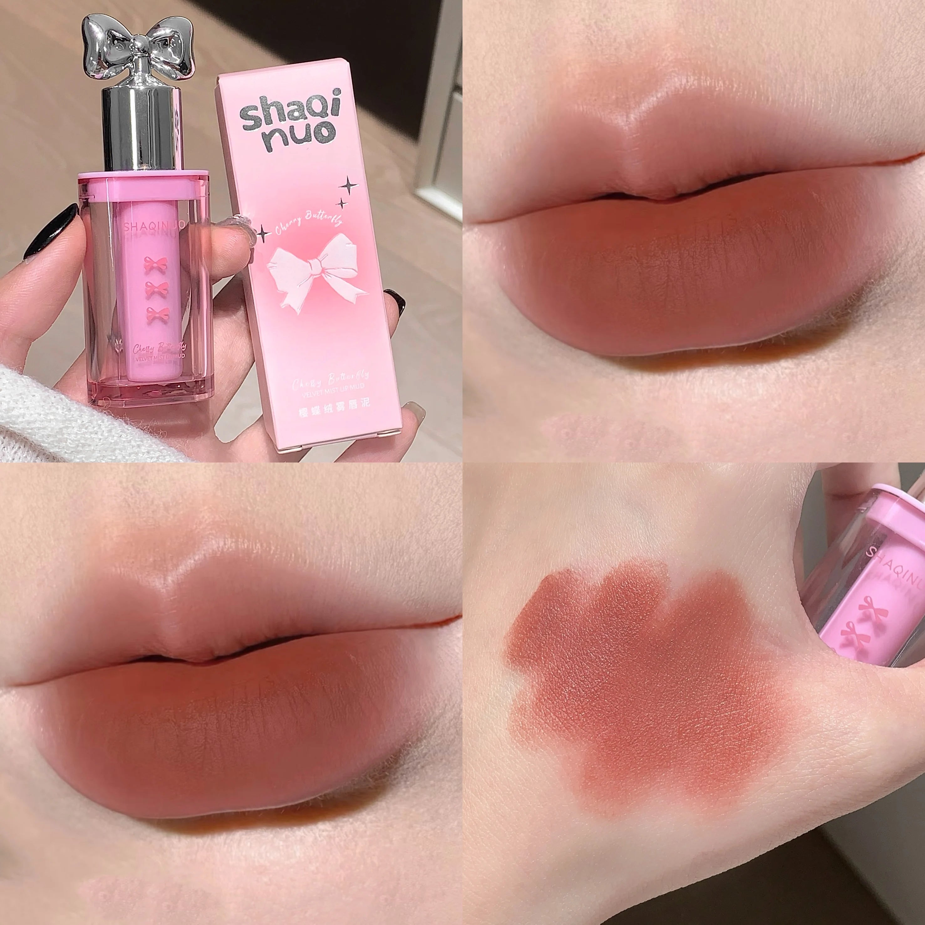 SHAQINUO Matte Velvet Lip Mud Cute Bow Cream Waterproof Clay Qme S9113-03