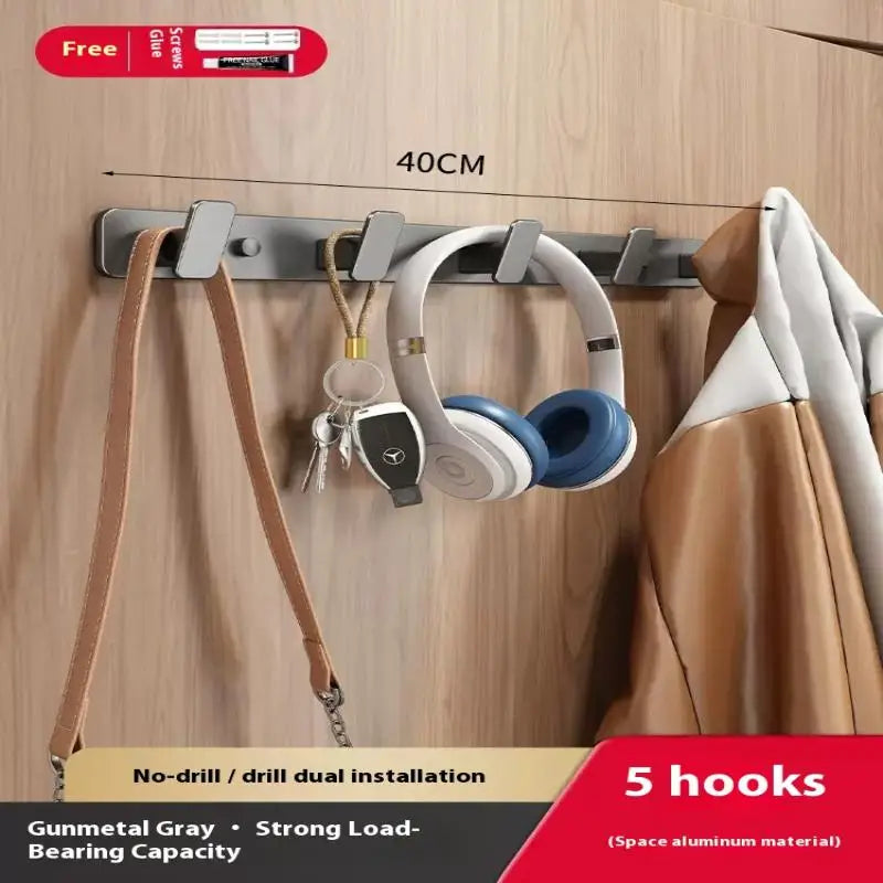 Drill-free Hanging Hook Wall Strong Self Adhesive Hanger Sticky Qme Gray 5Hook