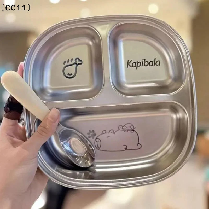 Capybara 2 3 4 Grids Food Plate Dishes Reusable Square Divided Dinner Qme