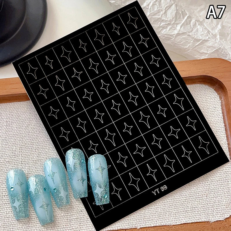 Airbrush Stencil Nails Heart Bow Stars Pattern Hollow Nail Sticker Qme A7