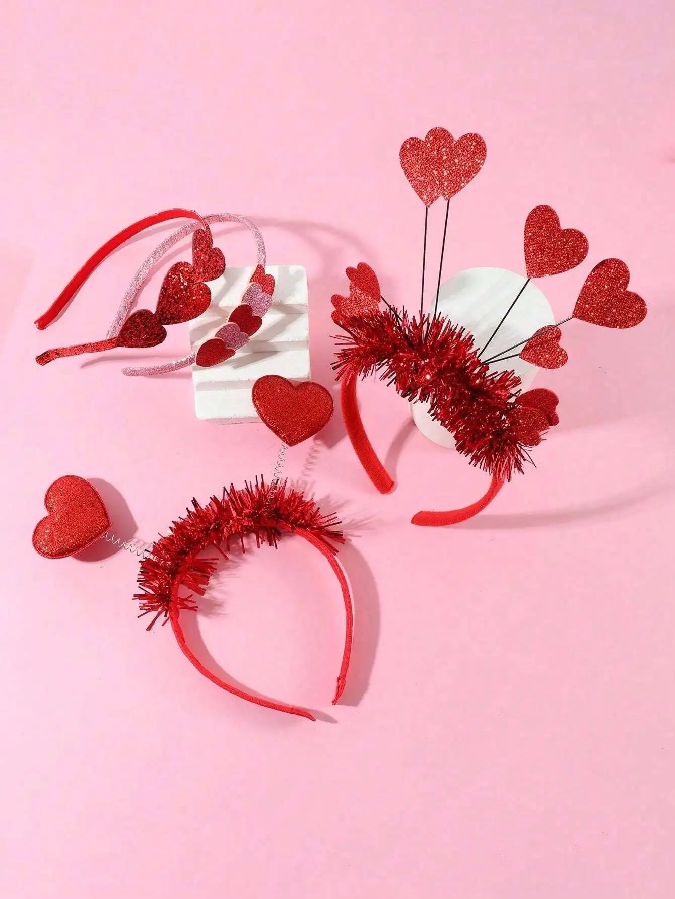 Fashionable Valentine's Day Red Sequin Heart Headband Party Birthday Qme