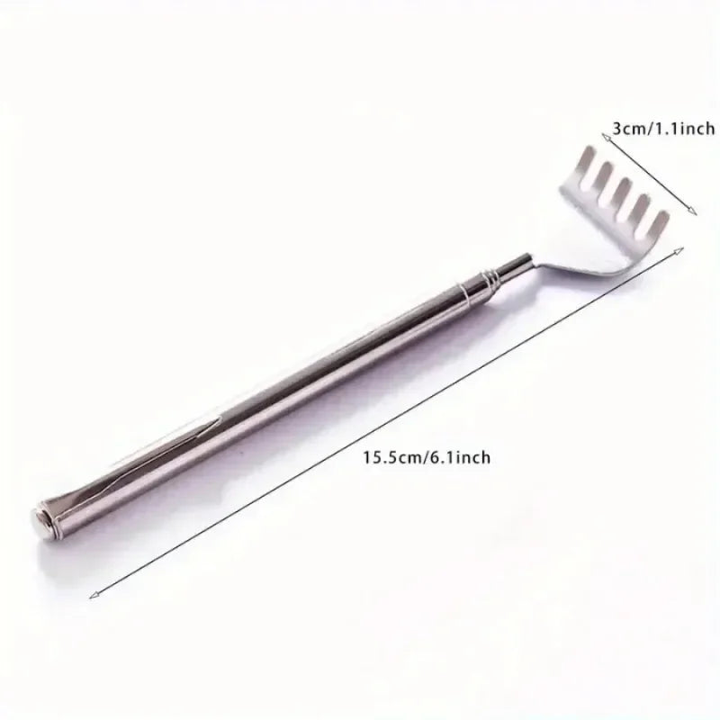 Silvery Portable Telescopic Back Scratcher Extendable Stainless Steel for Men & Women Gift for Mothers And Fathers Qme
