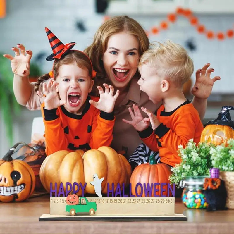Halloween Wooden Calendar Spooky Advent Countdown Movable Number Qme