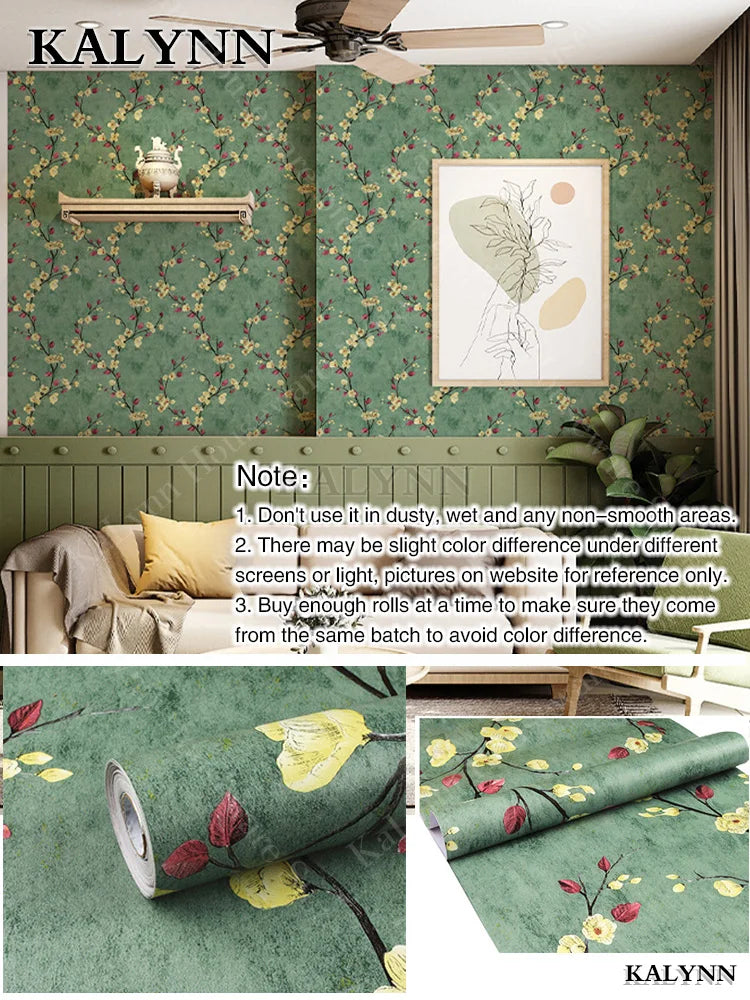 Green Floral Contact Paper Vinyl Peel Stick Wall Vintage Self Qme 105G2 6mx45cm(19ftx17in)
