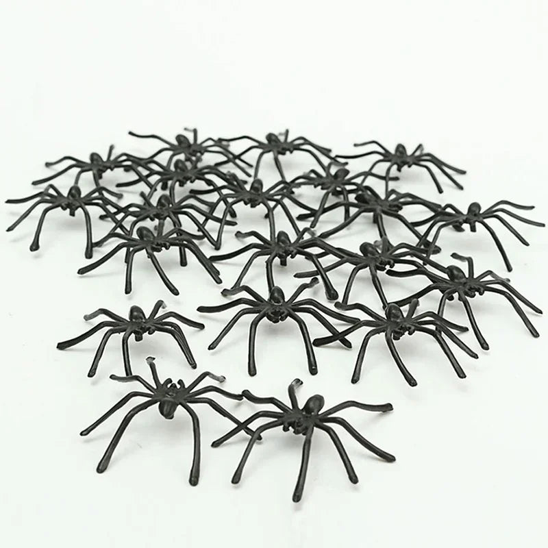 10Pcs Party DIY Decoration Halloween Luminous Rubber Fake Spider Plastic Figure Prank Funny Toy Home Halloween Party Decor Gift Qme