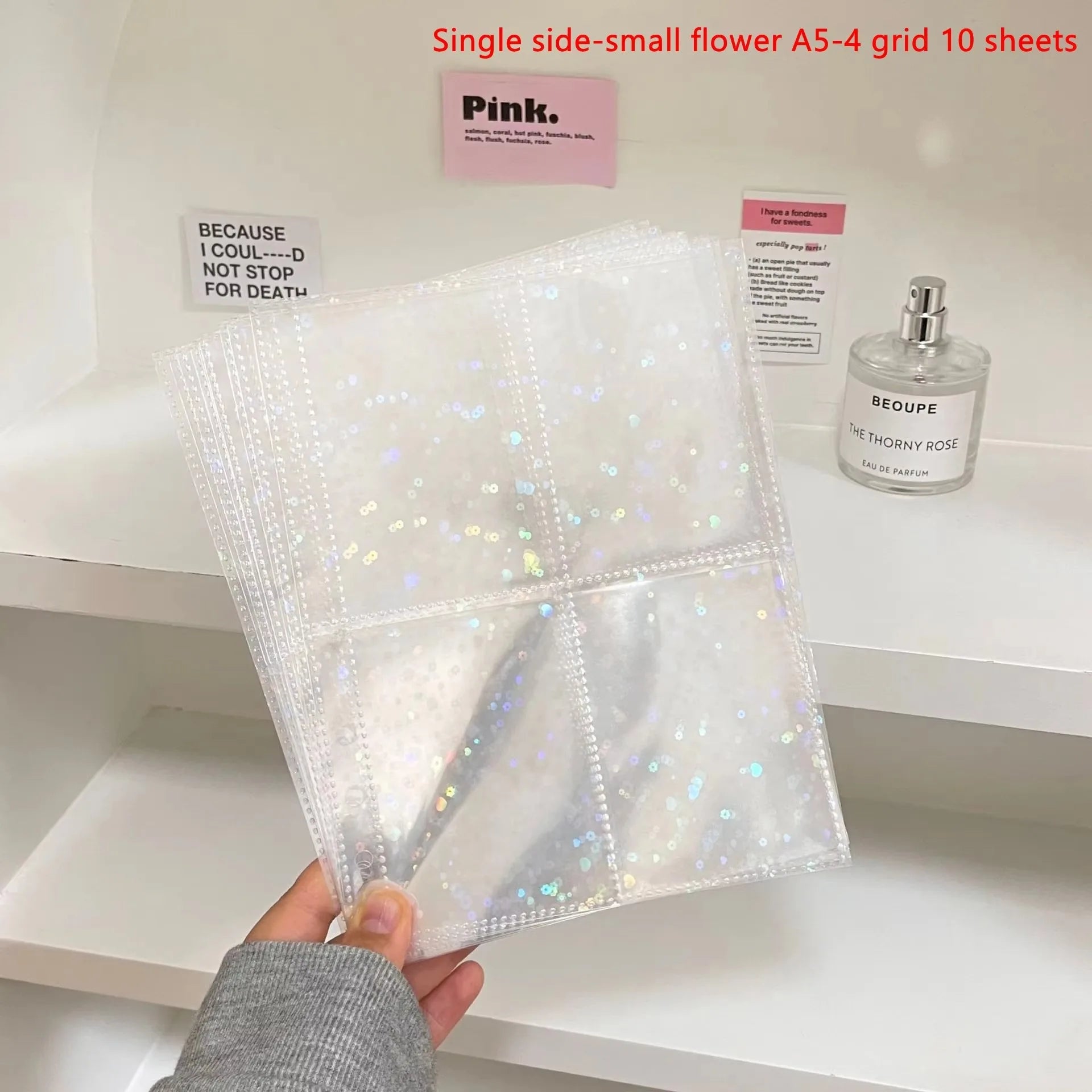 10PCS/set 1/2/4Pockets Grids Photo Album A5 Inner Page Photocard Binder Photo Sleeve 6 Ring Refill Inner Page Photocard Kpop Qme Flower 4 grid