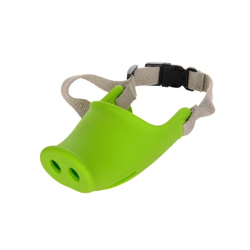 Pig Nose Breathable Mask for Puppy Cute Funny Doggy Anti-bite Mask Adjustable Prevent Accidental Ingestion Pet Aaccessories Qme green M