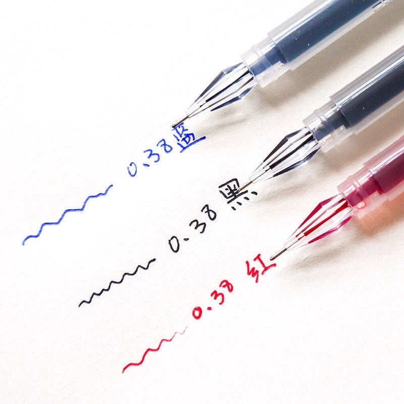 3/10pcs/mix Diamond tip Gel Pen,0.38mm Large-capacity Black/Blue/Red ink Exam Signing Writing School Office Supplie Stationery Qme